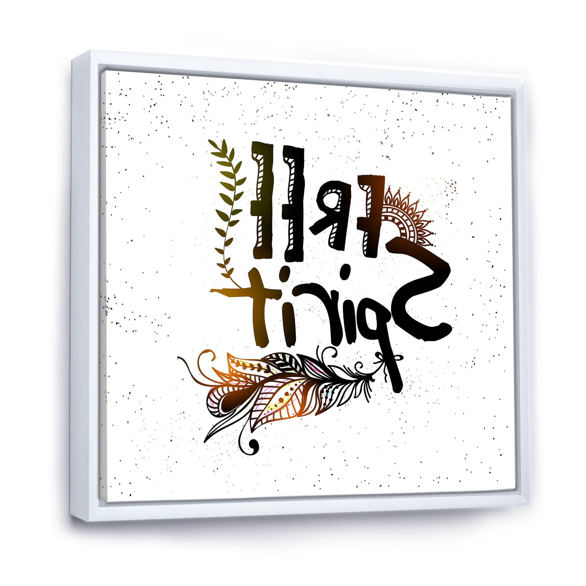 Designart 'Free Spirit Ethnic Feather' Bohemian & Eclectic Framed Canvas Wall Art Print