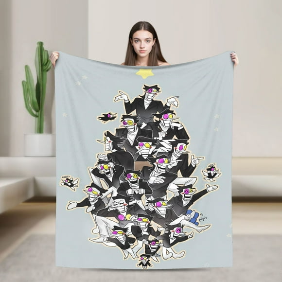 Spamton et Tenna Enfant de Divorce Couverture de Jeu Deltarune Jeté en Peluche Super Chaud pour Extérieur Couvre-Lit en Flanelle Housse de Lit