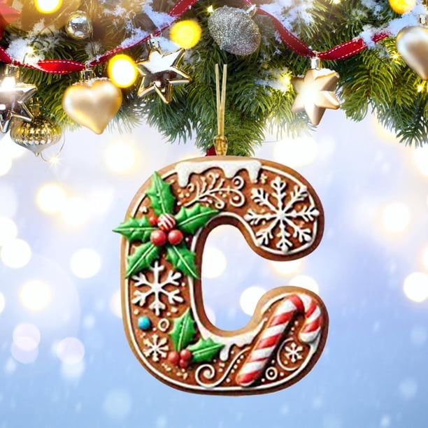 Seyotauo 26 Gingerbread Alphabet Letter Ornaments, Christmas A to Z Letters - Xmas Tree Hanging Ornaments for DIY Crafts