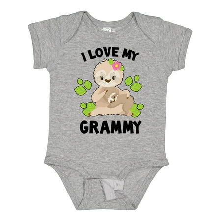 

Inktastic Cute Sloth I Love My Grammy with Green Leaves Boys or Girls Baby Bodysuit