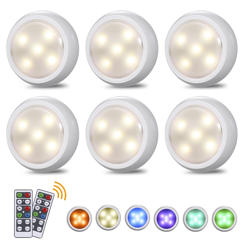 3/6Pcs Wireless Remote Control Battery Operated Under Cabinet Kitchen LED Lights 