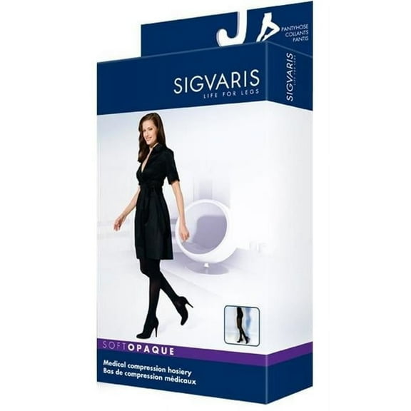 Sigvaris Soft Opaque 843PLLW35 30-40 mmHg Womens Closed Toe Panty- Nude- Large-Long