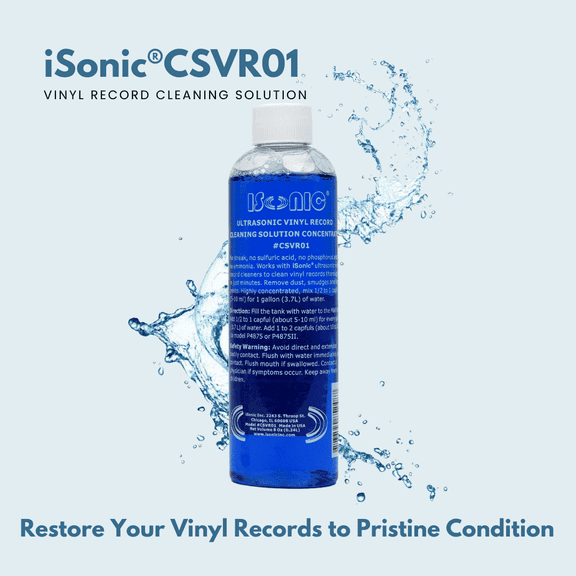 iSonic Vinyl Record Cleaning Solution Concentrate, 8 oz, 2 pack, Blue, Plastic, Highly Concentrated Formula, Model CSVR01x2