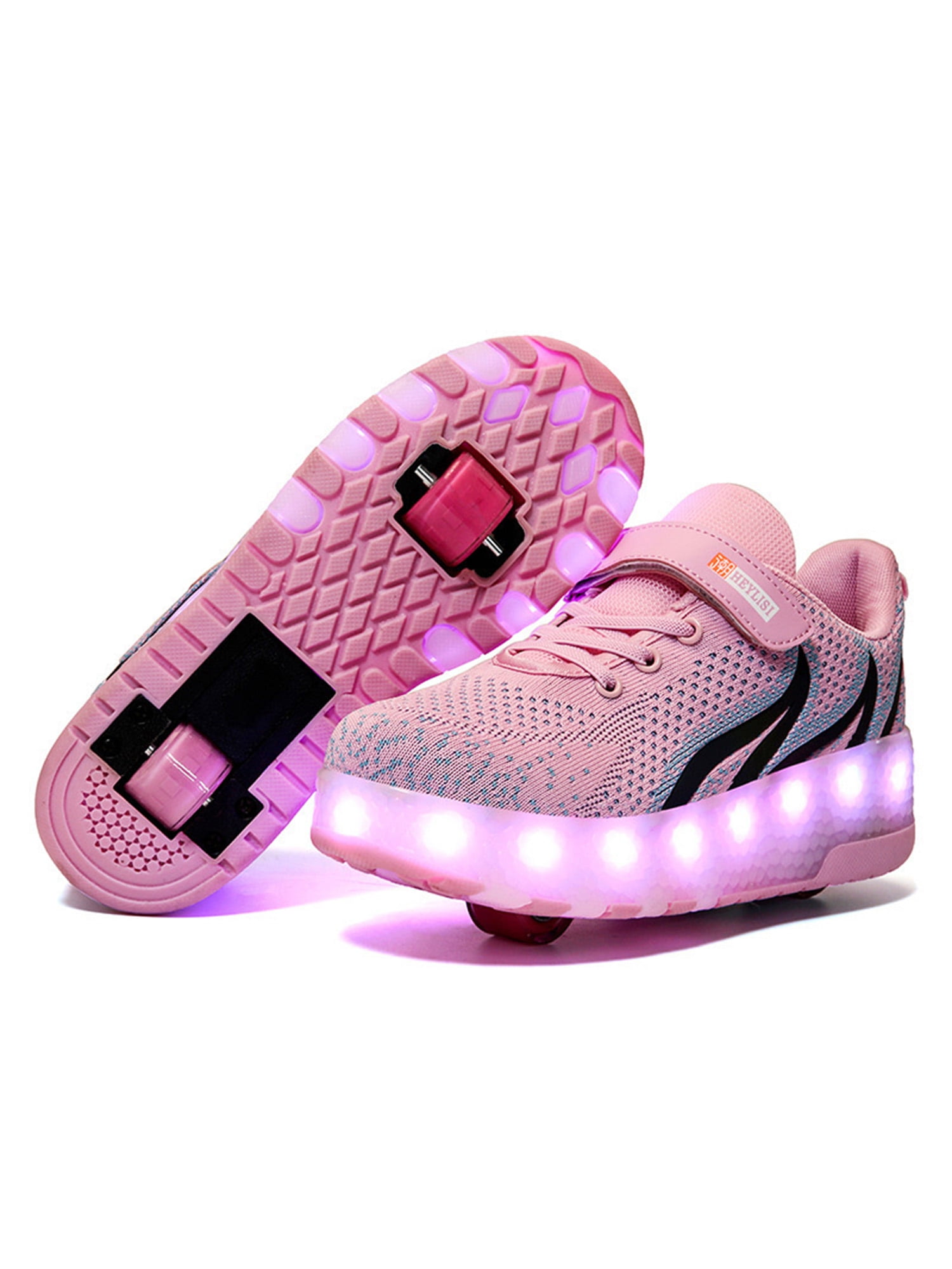 Believed Girl Boy Light Up Wheels Roller Shoes Skates Sneakers for Kid Youth Christmas 