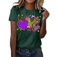 thumbnail image 1 of TSADFHJI Chandail en Molleton pour Femmes Graphique Femmes Décontracté Impression Mardi Chemises Col Rond Manches Courtes Tee Tops Tunique Blouse L Vert, 1 of 5