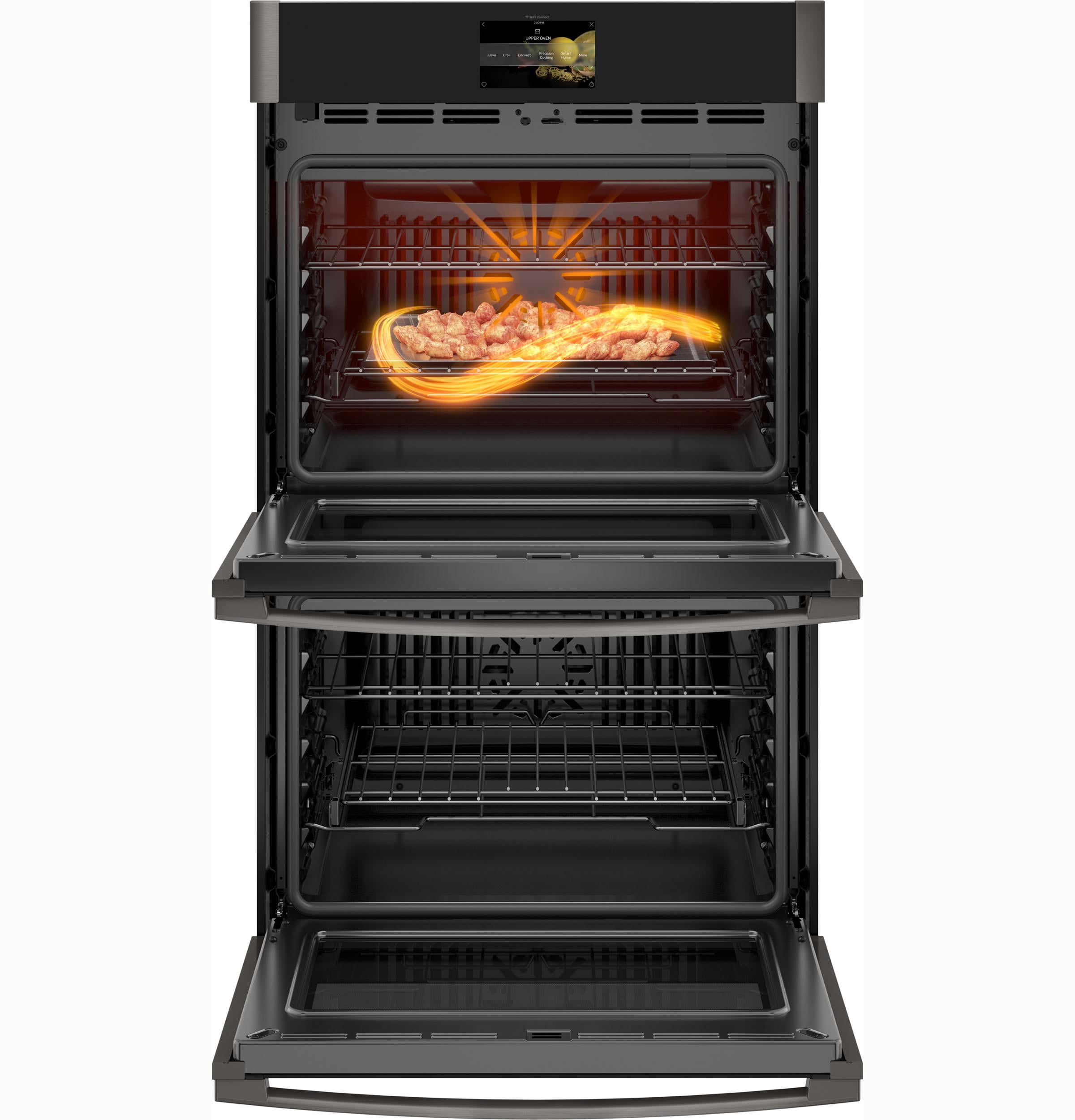 GE Profile Black Stainless Steel PTD7000BNTS 30"" Smart Double Wall Oven with 10 cu. ft. Total Capacity