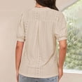 thumbnail image 3 of LIaqionyy Womens Blouses V Neck Summer Business Casual Short Sleeve Shirts Hollow out Tops Ladies Trendy Outfits, 3 of 7