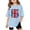 A-Light Blue725, variant on Big Girls Oversized Short Sleeve T-Shirt Vintage Union Jack Print Casual Beige Tee,White