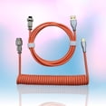 thumbnail image 4 of COFEST Coiled USB C Cable for Gaming Keyboard Double-Sleeved Mechanical Keyboard Cable with Detachable Metal 1.5M USB-C To USB-A Red, 4 of 6