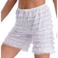 thumbnail image 3 of Pantalones cortos en capas con volantes para mujer, traje de Cosplay con adornos de encaje escalonados, bombachos de malla transparente, pantalones cortos de calabaza, ropa para discoteca, 3 of 5