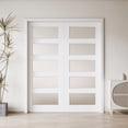 thumbnail image 2 of 64" X 96" Frosted Glass 5-Lite Sliding Pocket Door White Standard Door with Hardware Kit Set, 2 of 8