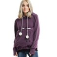 thumbnail image 1 of Gibobby Sudadera mujers larga Suéter de otoño e invierno para mujer, suéter holgado de lana con capucha para mascotas, suéter para gatos y perros con bolsa grande, sudaderas suaves （Morado， M), 1 of 5