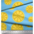 thumbnail image 3 of Soimoi Blue Moss Georgette Fabric Lemon Slice Block Printed Fabric 1 Yard 42 Inch Wide, 3 of 3