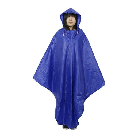 Blue Anti Waving Hooded PVC Raincoat for Bike