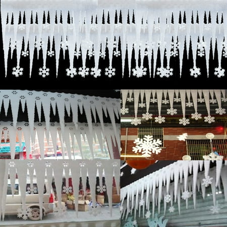 Ice Sculpture Christmas Decorations 2pcs White Foam Snowflake Ice Strip Christmas Window Decoration Ornament Party ()