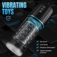 thumbnail image 3 of Male penis stimulation masturbation cup, with 7 thrusting and rotating modes, hands-free massager, 3D textured ABS+TPE material, blue, 3 of 6