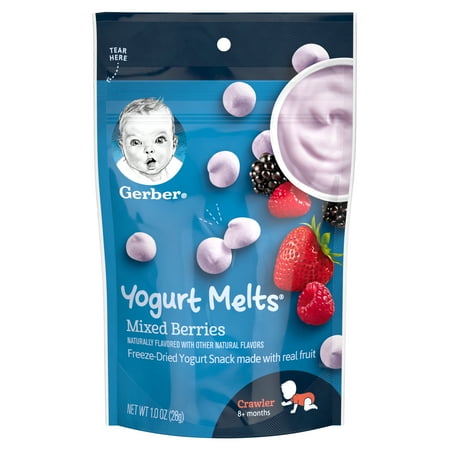 Gerber Yogurt Melts Freeze-Dried Yogurt & Fruit Snacks, Mixed Berries, 1 oz