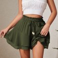 thumbnail image 5 of Women Mini Skirts with Built in Shorts Solid Color Elastic Waist Casual Versatile Comfortable A-Line Short Skirts, 5 of 10