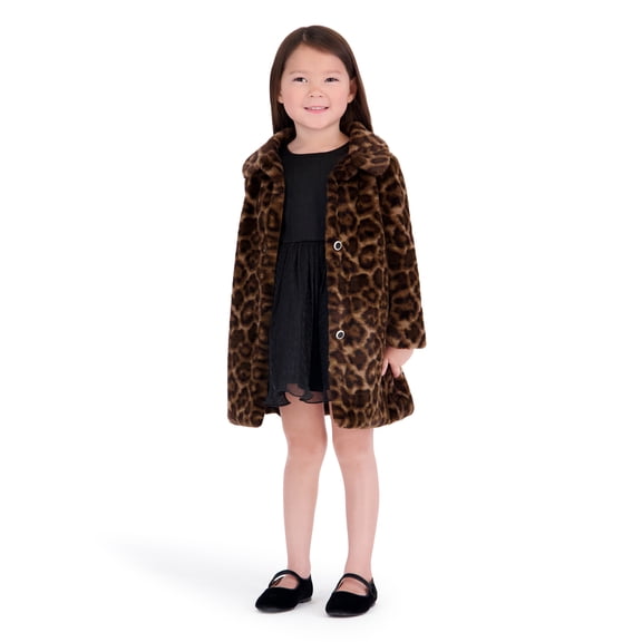 Kensie Toddler Girl Sleeveless Dress and Cheetah Coat Set, Sizes 12 Months-3T