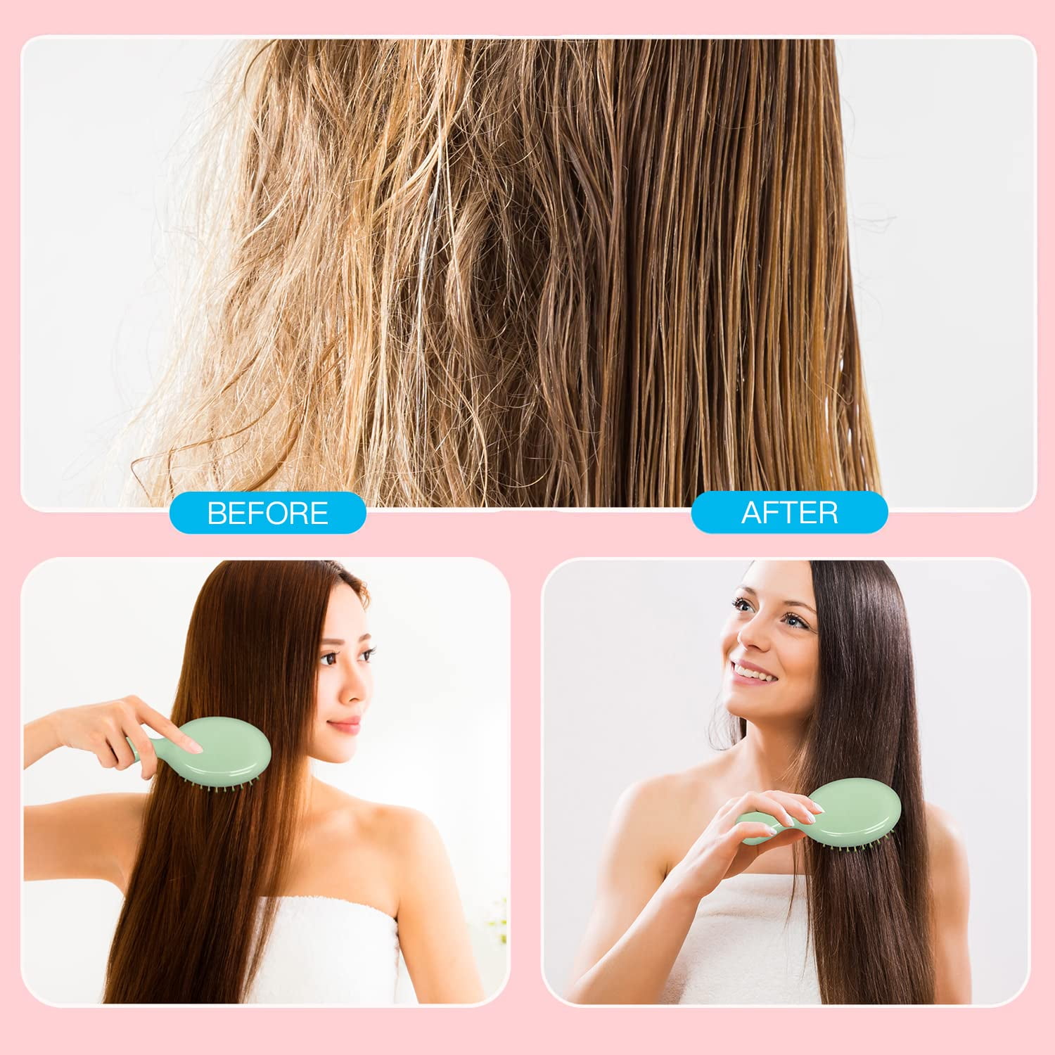24pcs Mini Wet Hair Brush, Travel Detangling Brush for Most Hair Types, Ease Knots Without Tears or Breakage