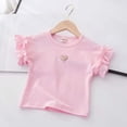 thumbnail image 2 of LUOGENLI T-Shirt pour Filles Hauts pour Filles pour le Quotidien T-Shirts et Chemises Stylés T-Shirts Décontractés à Col Rond pour Enfants Conception Confortable et Extensible pour le Printemps et l'Été Maxi Hauts Grande Taille5-6 Ans, 2 of 9