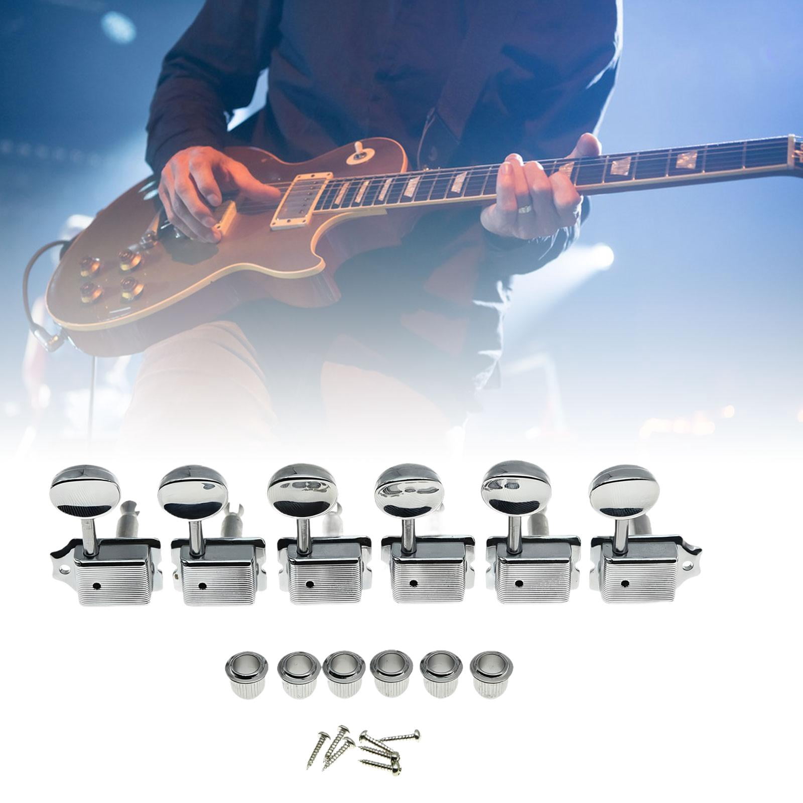 JWQFBC 6 Pieces Retro Electric Guitar Tuners Split Shaft Spare Parts Guitar Tuning Pegs Silvery