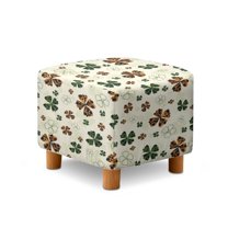 Jiueut Green Shamrock Leopard Print Square Ottoman Cover, Folding Storage Stool Slipcover Washable Furniture Protector with Elastic Bottom St.Patrick's Day Decor