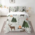 thumbnail image 2 of Adventure Deer Bedding Set Queen,Cartoon Pine Tree Jungle Animals 7Pcs Comforter Set,Arrow and Stars Moon Fitted + Flat Sheet Adult Room Decor Rustic Camping 2 Pillow Cover Green, 2 of 5