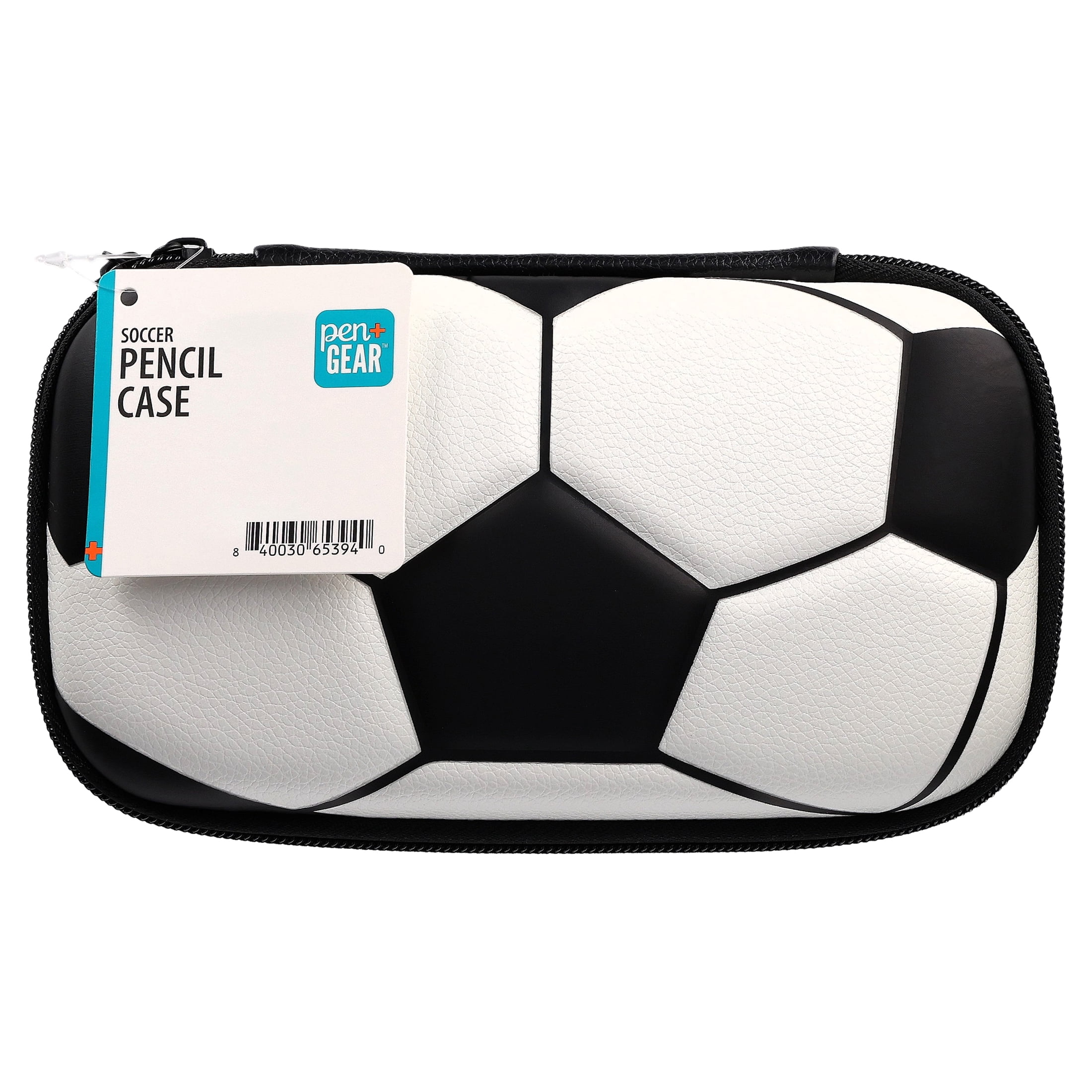 Pen+Gear Soccer Pencil Case, Black and White
