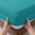 thumbnail image 3 of Full Size Fitted Sheet Set - Teal 3 Piece Bedding Sets 16" Deep Pocket Fitted Sheet with 2 Pillowcases Farmhouse Solid Turquoise Color Modern Art Brushed Microfiber Hotel Luxury Bed Sheets, 3 of 9