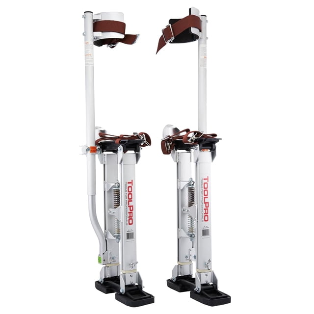 ToolPro Pilots de Cloison Sèche en Aluminium Réglables de Qualité Professionnelle avec Sangles Souples - Hauteur de 18 à 30 Pouces pour Installation de Cloison Sèche, Peinture, et Plus. (18-30 Po.)
