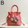 thumbnail image 5 of Ethnic * Flower Handmade Embroidery Canvas Tote Bag Satin Handbag Storager, 5 of 8