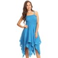 thumbnail image 5 of Sakkas Ella Smocked Bodice Spaghetti Strap Double Layered Dress - SkyBlue - One Size Regular, 5 of 5