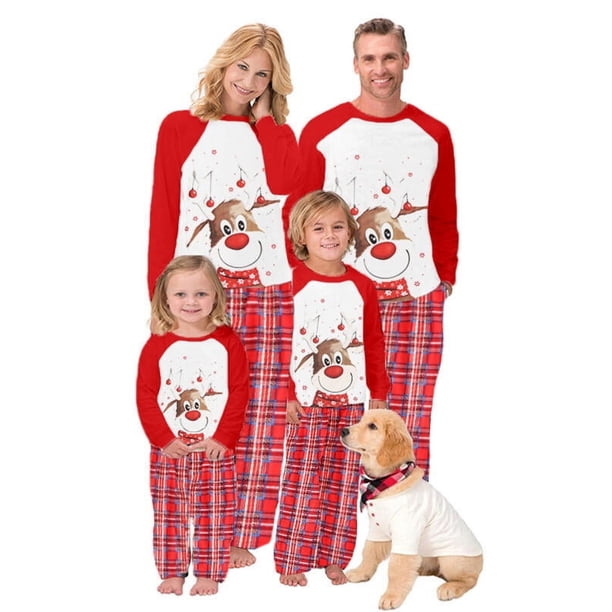 2025 Nuevos trajes navideños europeos y americanos para padres e hijos Pijamas estampados de manga larga Ropa para el hogar Conjuntos navideños en stock 0540