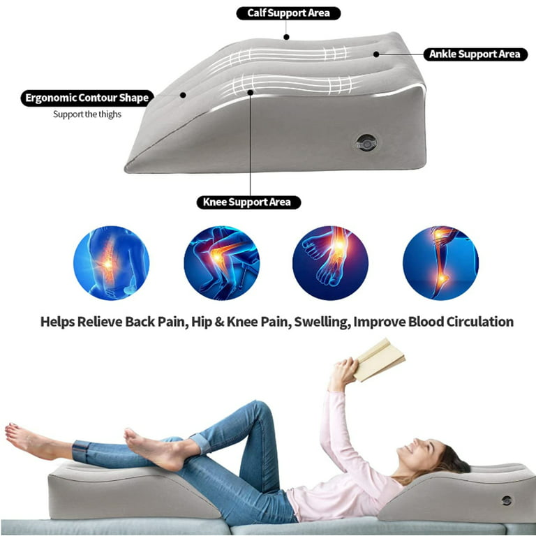 Wedge Pillow for Sleeping - Inflatable Leg Elevation Pillow for  Swelling,Circulation,Leg & Back Pain Relief,Leg Support Pillow,Leg Wedge  Pillows for After Aurgery,Hip,Foot,Ankle Recovery