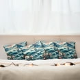 thumbnail image 4 of Ambesonne Nautical Throw Pillow Cover Pack of 4, Seascape Waves Mountains, 4 Pcs-40"x40", Sea Blue and Dark Coral, 4 of 5