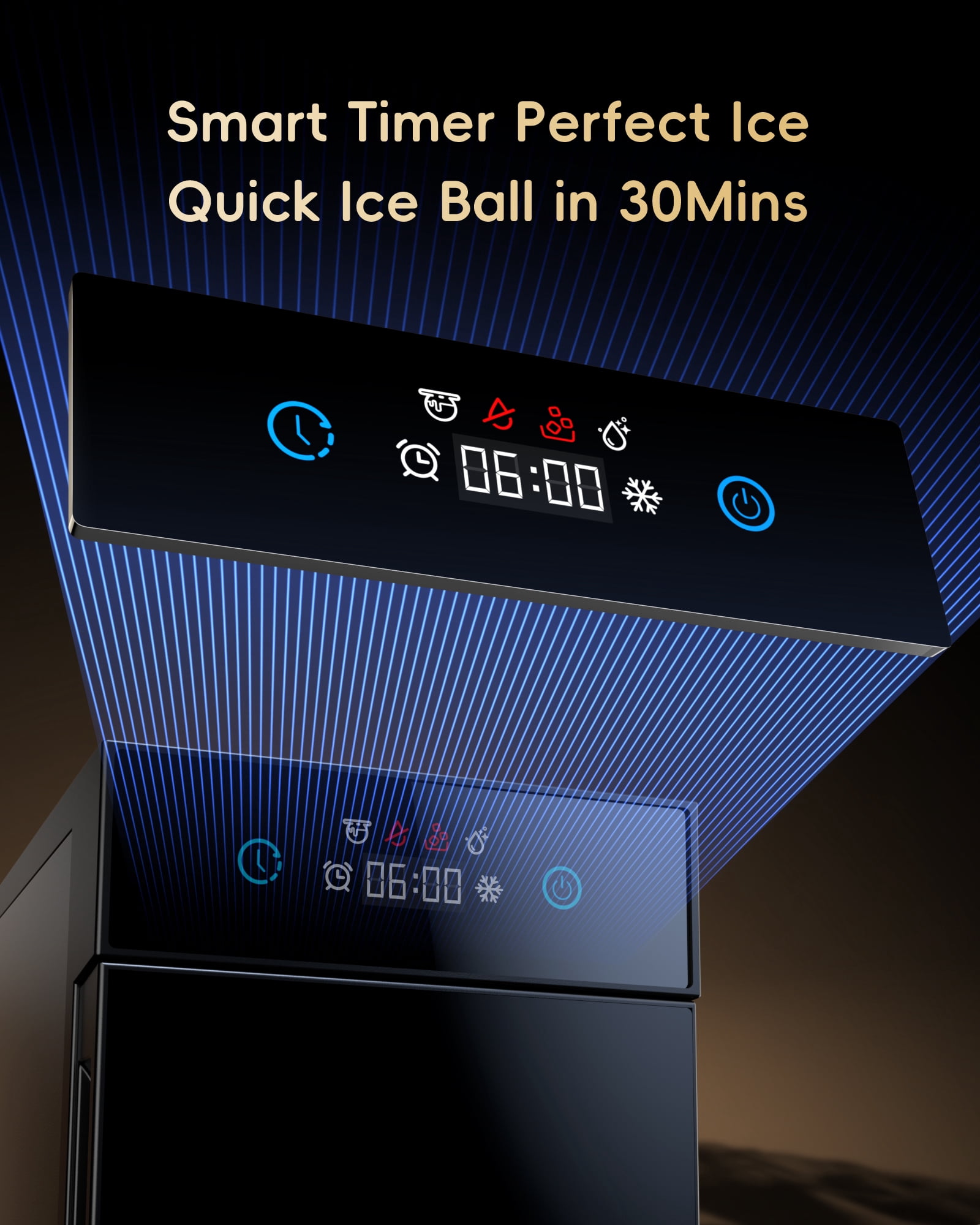 Ecozy Chillio 2.4" Crystal Clear Ice Ball Maker with CrystalFlux Technology, Compact Sphere Ice Machine with 8H Timer, Makes 1 Ball in 40 Mins, Up to 32 Balls/Day, Self-Cleaning Design for Home Bar