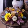 thumbnail image 4 of Twfbrm Fall Candle Rings Wreath, 10 inch Maple Leaves Candle Rings with Pine Cones & Pumpkin, Farmhouse Pillar Candle Holder Decorative Tealight Candle Garland Fall Decorations for Home Kitchen, 4 of 9