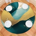 thumbnail image 2 of Teal and Gold Marble Fluid Art Pattern Round Fitted Tablecloth with Elastic Edge,Dining Table Cover Waterproof,Outdoor Round Tablecloth for Camping,Dining,Indoor and Outdoor, 2 of 7