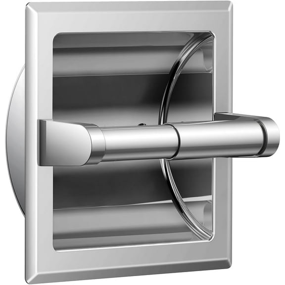 Matte Black Toilet Paper Holder with Mounting Bracket, Black Recessed Toilet Paper Holder Wall Mount Made of Metal, Bathroom Toilet Paper Wall Holder