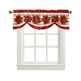 thumbnail image 2 of Christmas Winter Poinsettia Flowers Window Curtain for Living Room Christmas Kitchen Cabinet Tie-up Valance Curtain Rod Pocket, 2 of 6