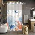 thumbnail image 3 of Ocean Corals No Hook Shower Curtain with Snap in Liner Summer Beach Coral Sea Stars Waterproof Bathroom Shower Curtain with See Through Top Window for Bathtub 36" x 72", 3 of 9