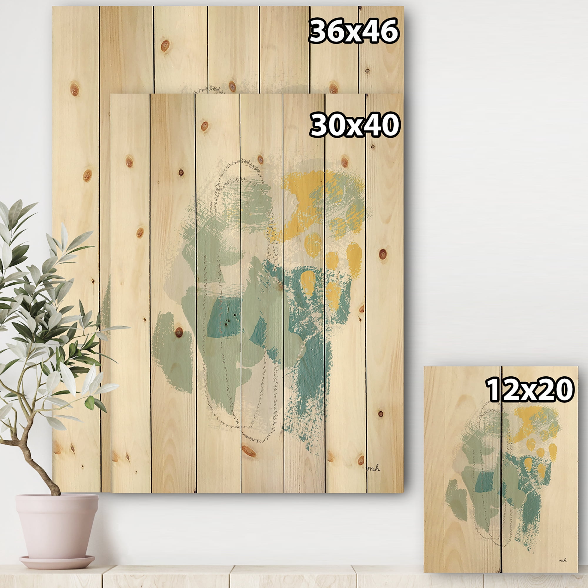 Designart 'Hopeful II' Modern Farmhouse Print on Natural Pine Wood