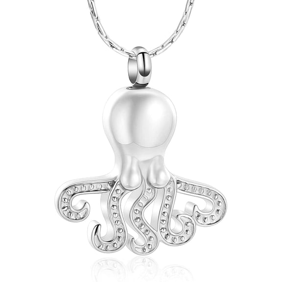 Cremation Jewelry Octopus Shape Pendant Memorial Urn Necklace for Ashes Stainless Steel Engraved Souvenir