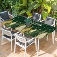 thumbnail image 2 of Green Christmas Table Cloths for 6 Foot Rectangle Tables, Xmas Tree Snowflake Farmhouse Patio Waterproof Elastic Fitted Tablecloths, Washable Rectangular Table Cover for Camping, 2 of 8