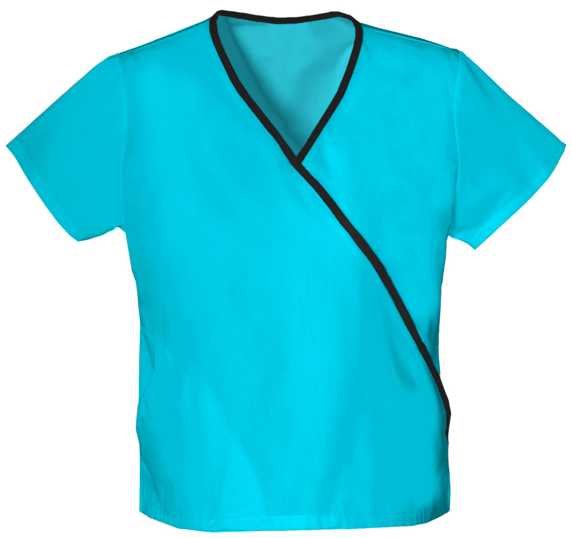 Cherokee Workwear Women Scrubs Top, Mini Mock Wrap, Plus Size, 4800