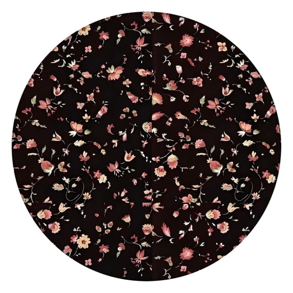 Pioneer Flower Floral Print Pattern Round Fitted Tablecloth with Elastic Edge,Dining Table Cover Waterproof,Outdoor Round Tablecloth for Camping,Dining,Indoor and Outdoor