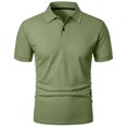 thumbnail image 4 of Ecqkame Men's Casual Shirts Fashion Short Sleeve Turndown Collar Loose Tops Solid Color Trendy Summer Button Tops 01-Green XL, 4 of 4