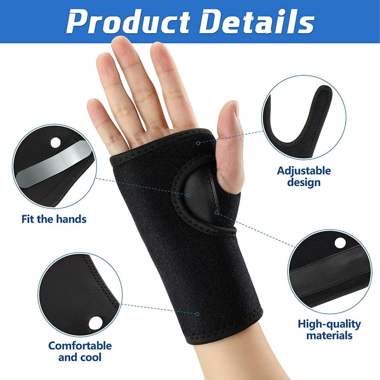 2 Pieces Carpal Tunnel Wrist Braces for Night Wrist Sleep Support Brace  Wrist Splint Stabilizer and Hand Brace Cushioned to Help With Carpal Tunnel  and Wrist Pain Relief (Black,Classic Style) 