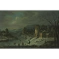 thumbnail image 2 of Jan Griffier 24x17 Black Ornate Framed Double Matted Museum Art Print Titled: Winter Landscape (C. 1680-1718), 2 of 5